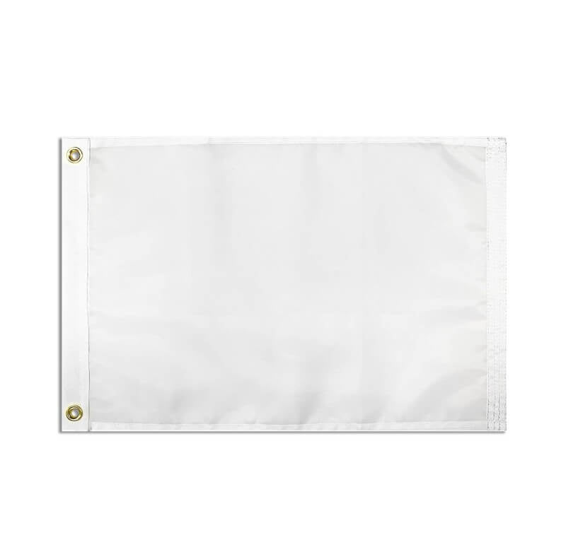 WHITE Solid Color Blank Flag 12x18 Inches - Super Polyester 100D, Fade Resistant