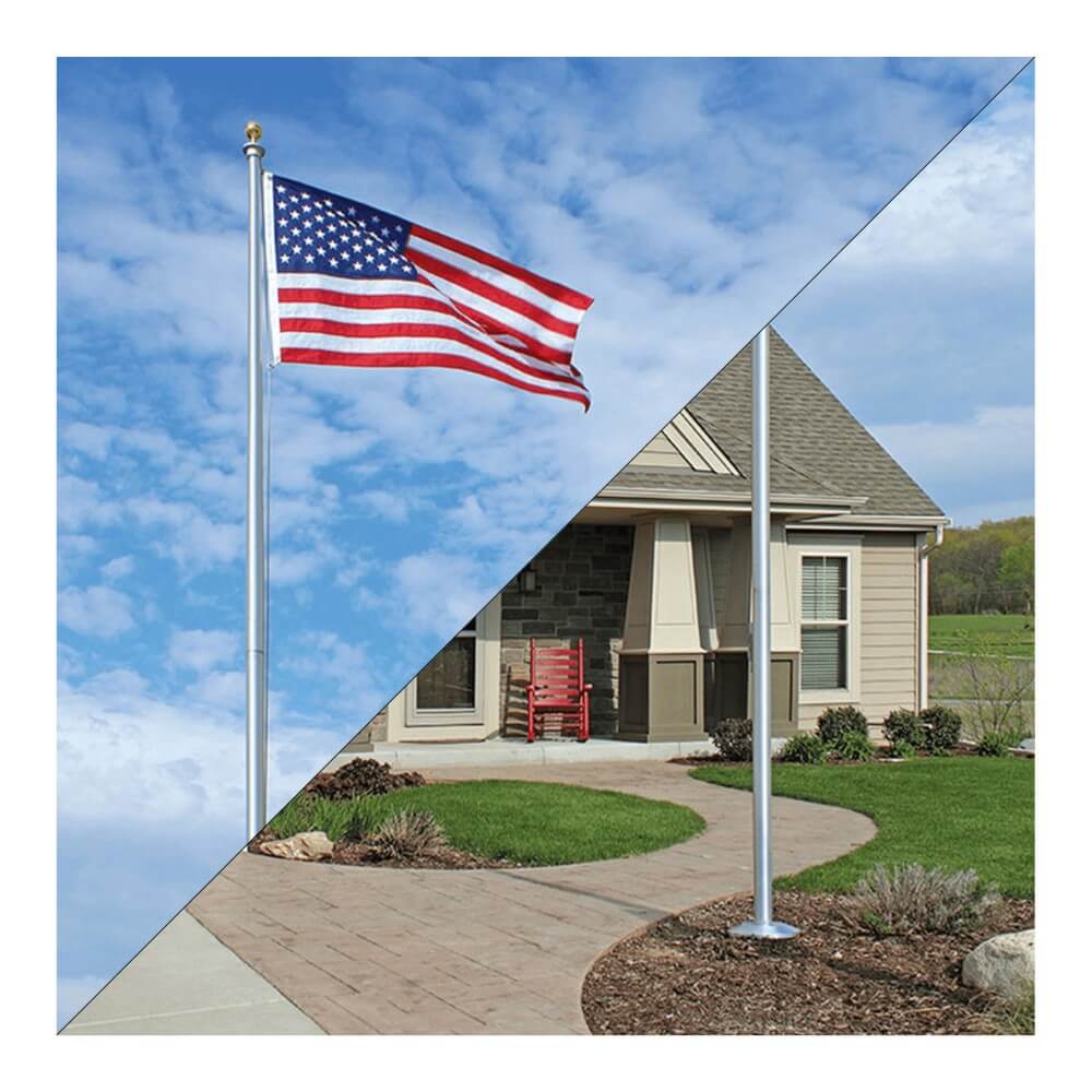 A product picture of a 15' Special Budget Series External Halyard Aluminum Flagpole Provided by Action Flag.