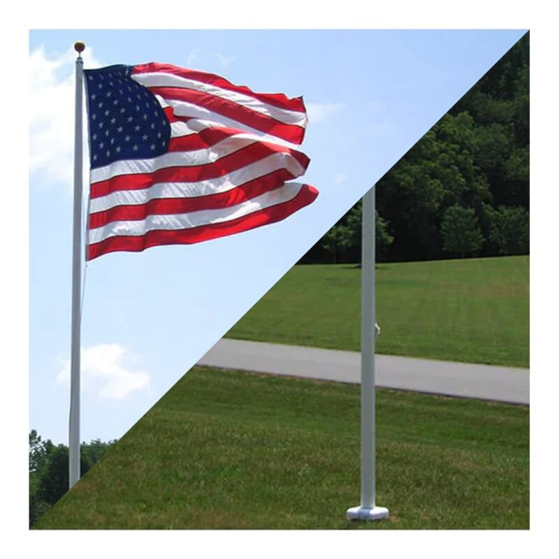 A product picture of a 20' Atlas Series External Halyard Aluminum Flagpole Provided by Action Flag.