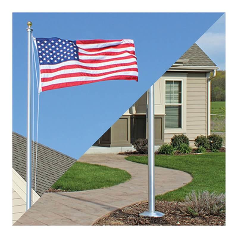 A product picture of a 20' Sectional Special Budget External Halyard Aluminum Flagpole SHIPS UPS/FEDEX - QUICK SHIP LOW COST Provided by Action Flag.