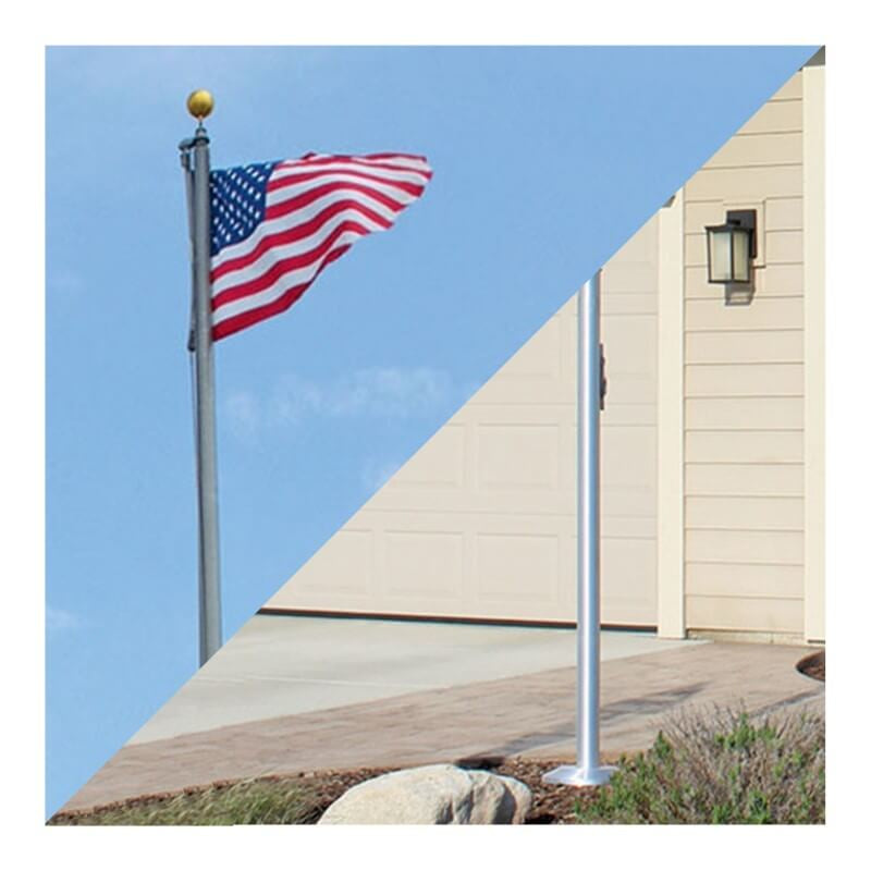 A product picture of a 20' Special Budget Series External Halyard Aluminum Flagpole Provided by Action Flag.