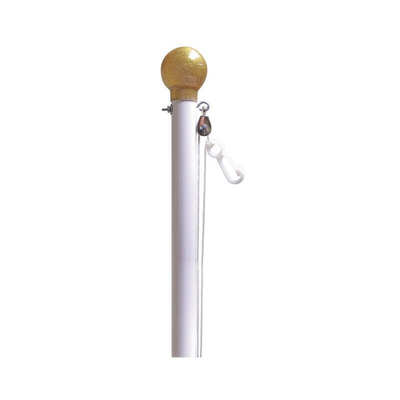 22' White Aluminum Colonial Flagpole Set - Action Flag