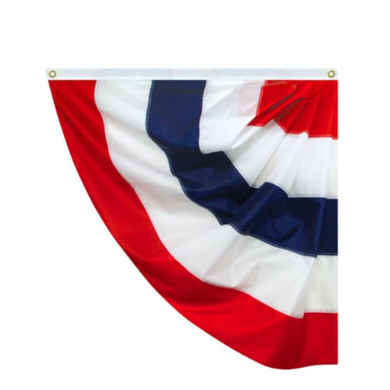 3 x 3 Nylon Pleated Half Fan No Stars Fully Sewn - Action Flag