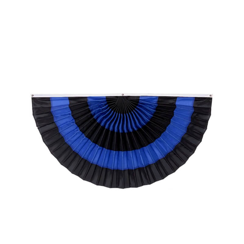 Police Thin Blue Line Nylon Mourning Pleated Fan