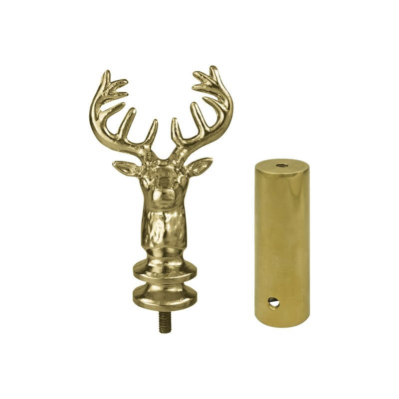 Gold With Special Ferrule Metal Elks Head Indoor Flagpole Ornament