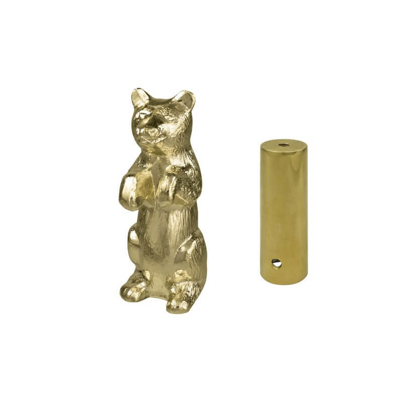 Metal Bear Indoor Flagpole Ornament Gold With Ferrule