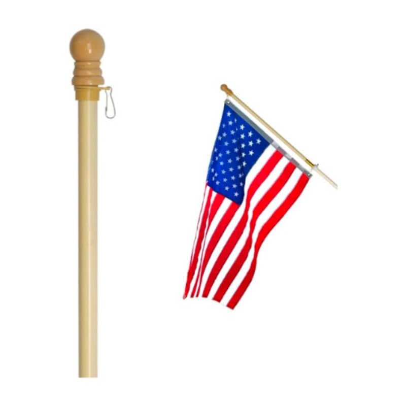 5' X 1' Wood Fun Flag Display Pole Natural - Action Flag