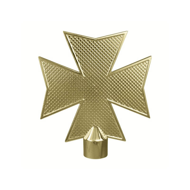Gold Metal Maltese Cross Indoor Flagpole Ornament With Ferrule