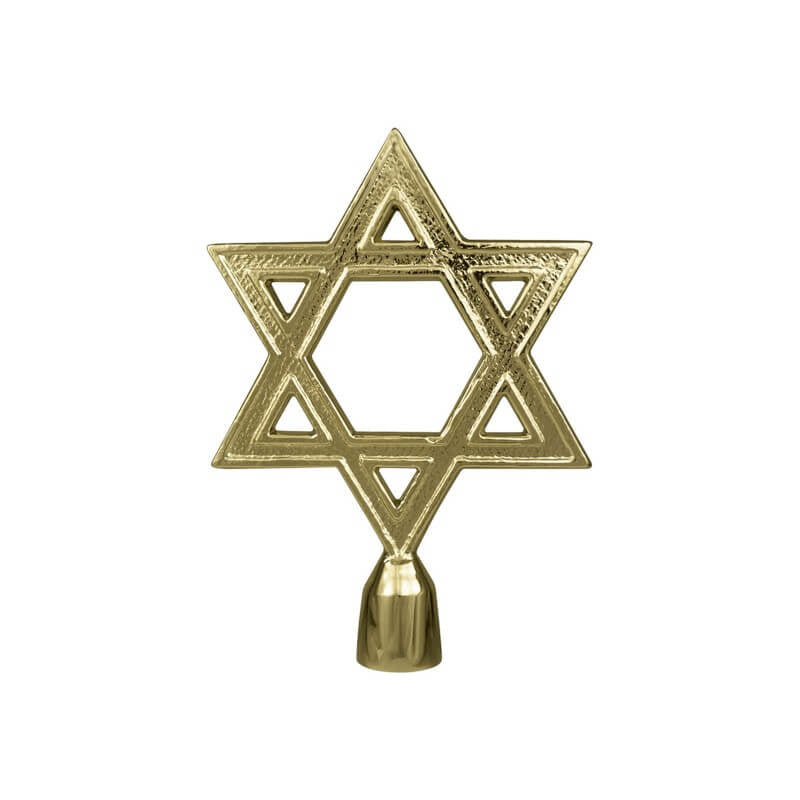 Gold Metal Star Of David Indoor Flagpole Ornament With Ferrule