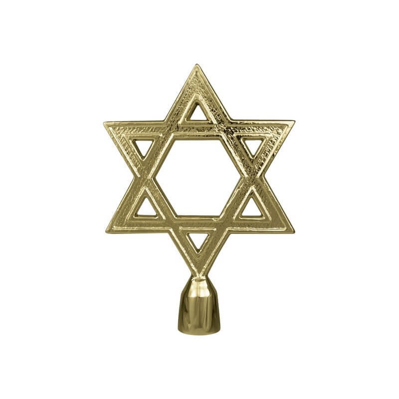 6 - 3/4" Gold Metal Star Of David Indoor Flagpole Ornament With Ferrule - Action Flag