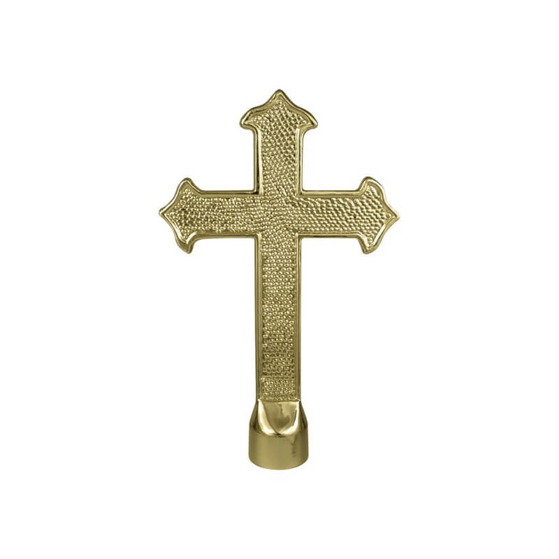 Gold Metal Fancy Cross Indoor Flagpole Ornament With Ferrule