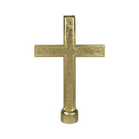 Adorno de asta de bandera para interior con cruz de pasión de metal dorado de 7-1/2" con virola - 7-1/2"