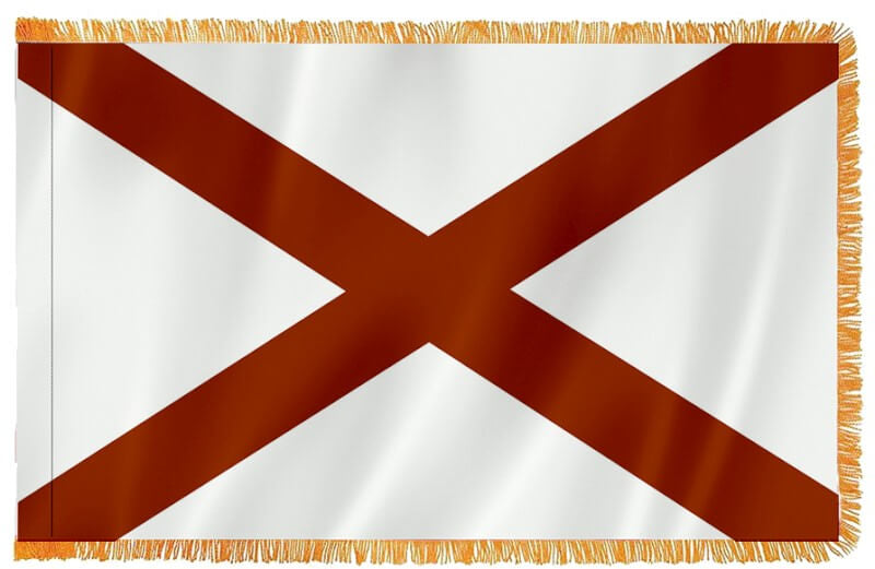 Alabama Nylon Indoor Flag with Sleeve and Fringe