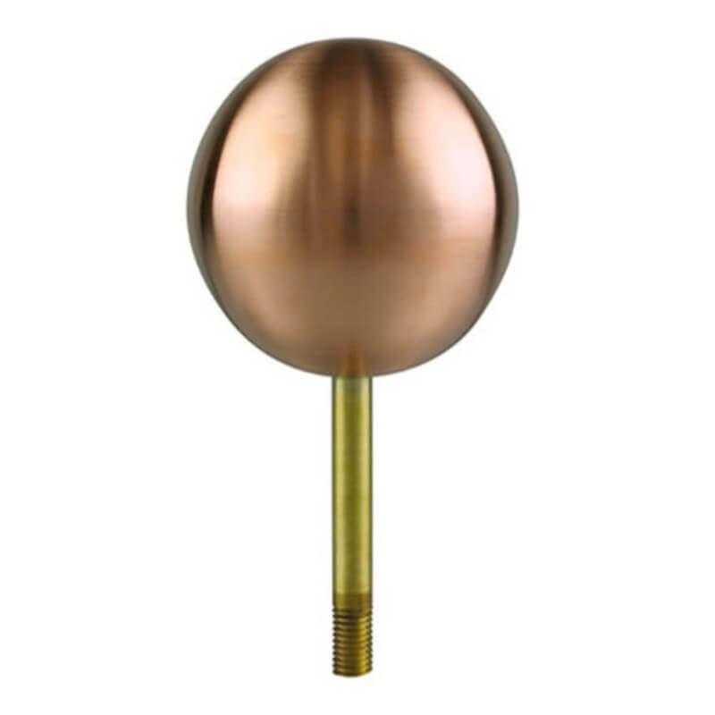 A product picture of a Clear Lacquer Copper Flagpole Finial Ball Ornament Provided by Action Flag.