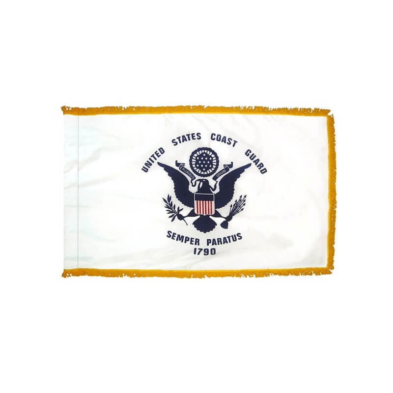 Coast Guard Military Service Indoor/Parade Flag with Pole Sleeve and Fringe