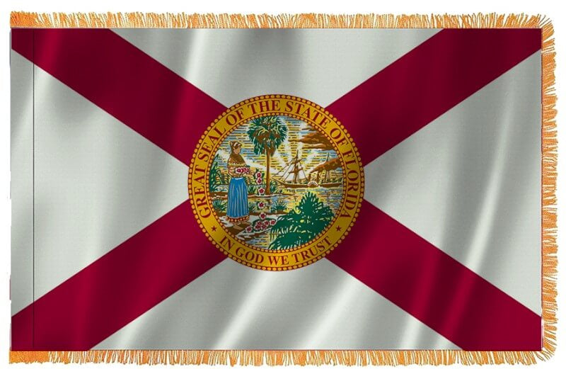 Florida Nylon Indoor Flag with Sleeve and Fringe