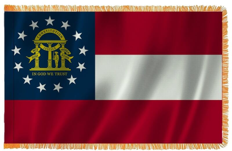 Georgia Nylon Indoor Flag with Sleeve and Fringe
