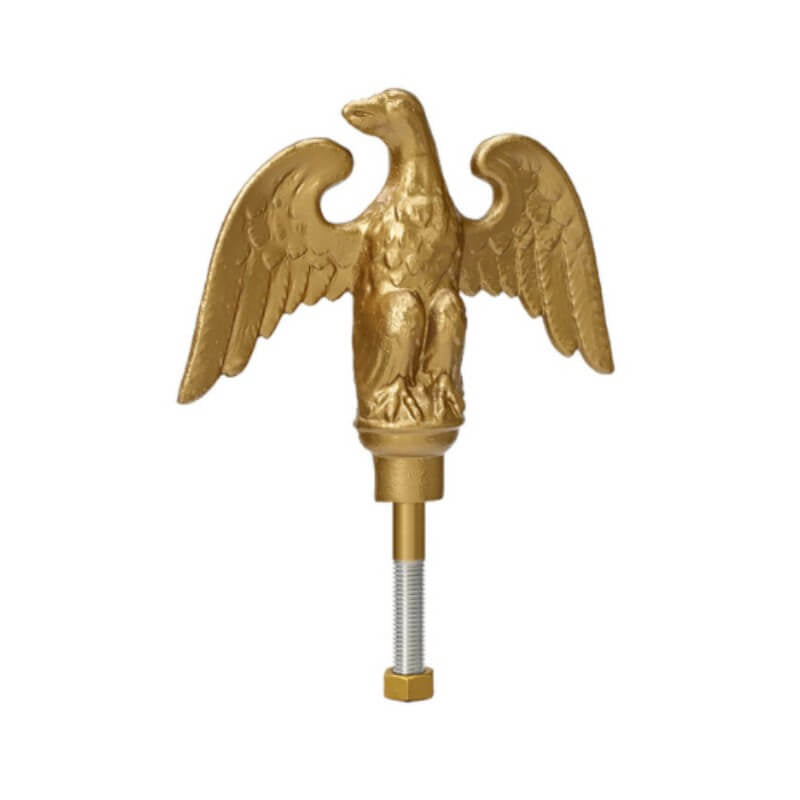 Gold Cast Aluminum Landed Eagle Flagpole Ornament