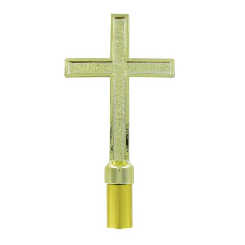 Gold Metal Passion Cross Indoor Flagpole Ornament with Ferrule