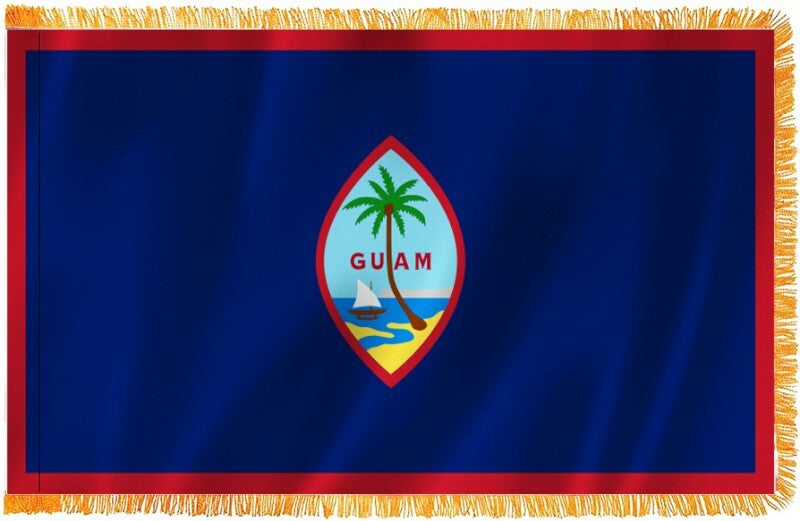 Guam Nylon Indoor Flag with Sleeve and Fringe
