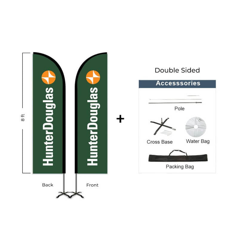 Hunter Douglas Flag Set Pole Kit - Double Sided Cross Base Green