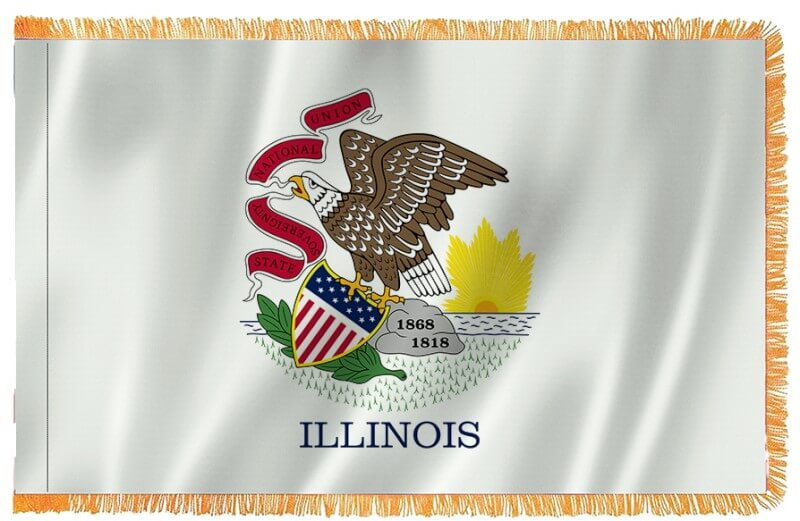 Illinois Nylon Indoor Flag with Sleeve and Fringe