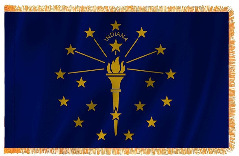 Indiana Nylon Indoor Flag with Sleeve and Fringe