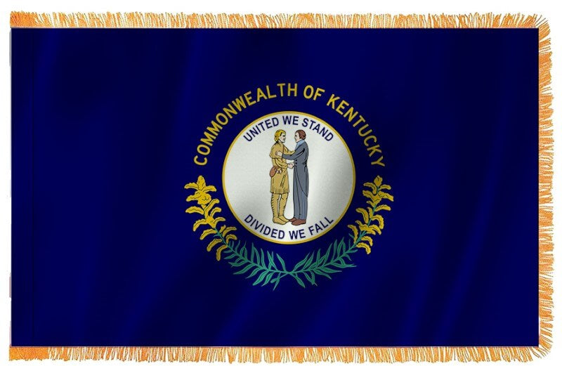 Kentucky Nylon Indoor Flag with Sleeve and Fringe