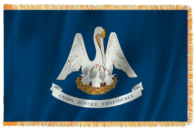 Louisiana Nylon Indoor Flag with Sleeve and Fringe