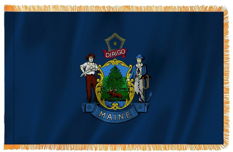 Maine Nylon Indoor Flag with Sleeve and Fringe