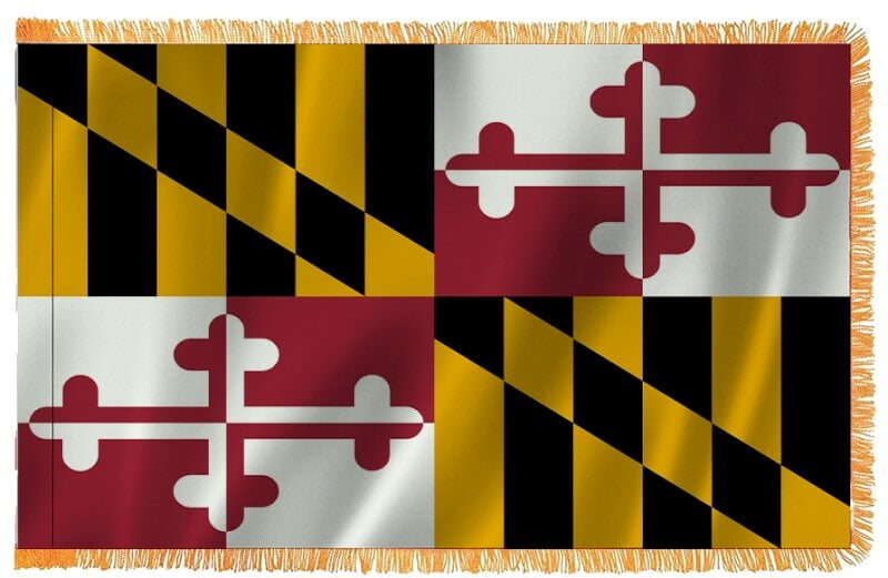 Maryland Nylon Indoor Flag with Sleeve and Fringe