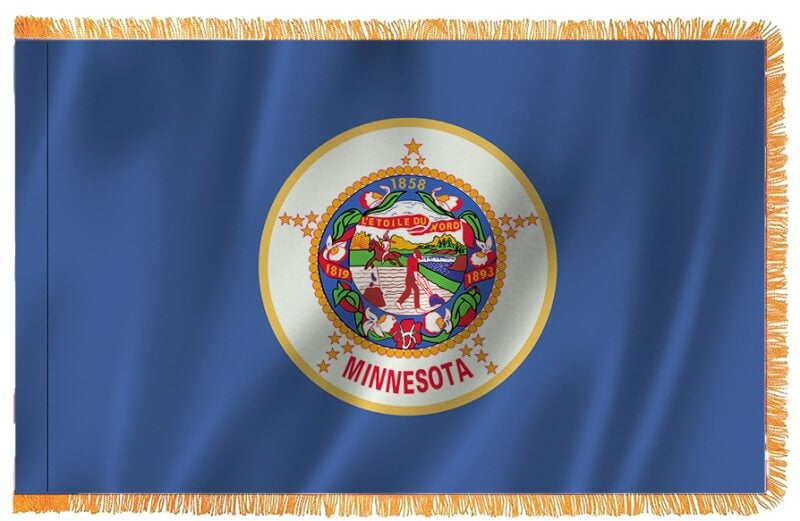 Minnesota Nylon Indoor Flag with Sleeve and Fringe