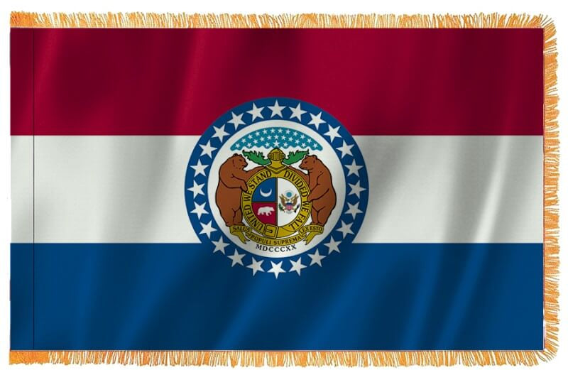 Missouri Nylon Indoor Flag with Sleeve and Fringe