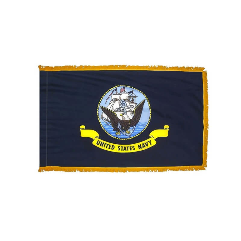 Navy Military Service Indoor/Parade Flag with Pole Sleeve and Fringe