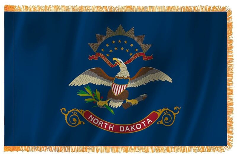 North Dakota Nylon Indoor Flag with Sleeve and Fringe