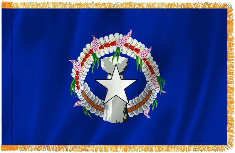Northern Marianas Nylon Indoor Flag with Sleeve and Fringe