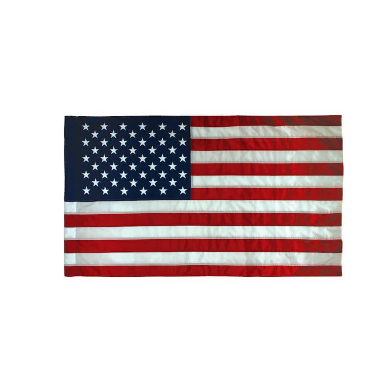 A product picture of a Nylon Indoor/Parade American Flag with Pole Sleeve Provided by Action Flag.