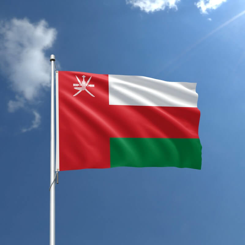 A product picture of a Oman Nylon Outdoor Flag Provided by Action Flag.