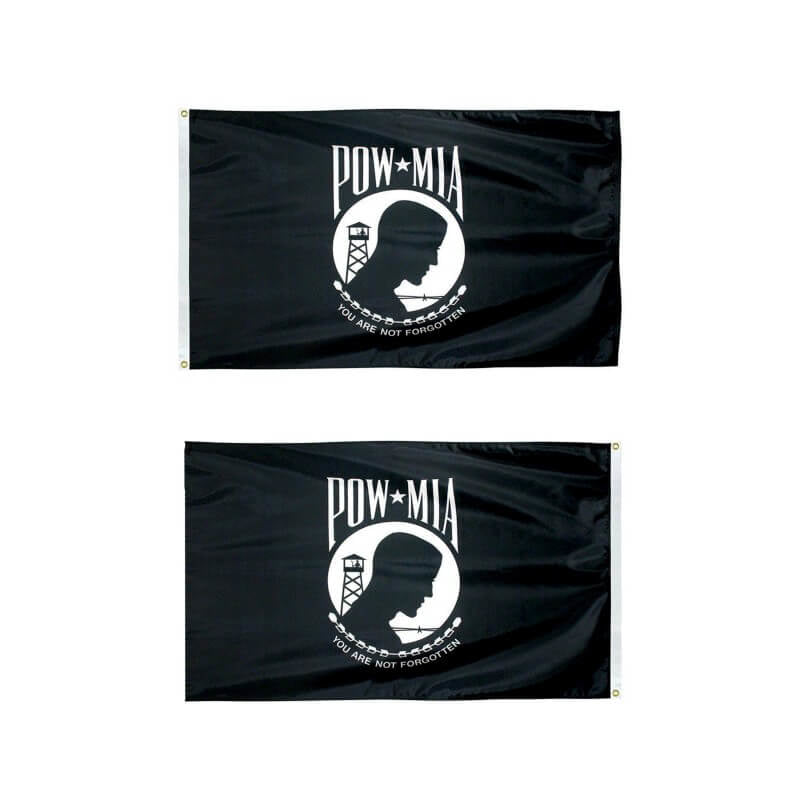 A product picture of a POW/MIA Nylon Outdoor Flag - Double Faced Provided by Action Flag.