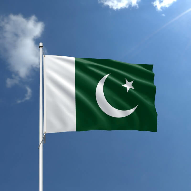 A product picture of a Pakistan Nylon Outdoor Flag Provided by Action Flag.
