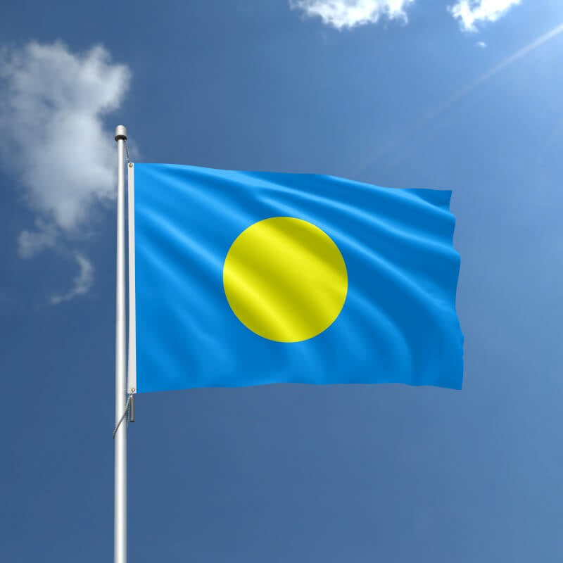 A product picture of a Palau Nylon Outdoor Flag Provided by Action Flag.