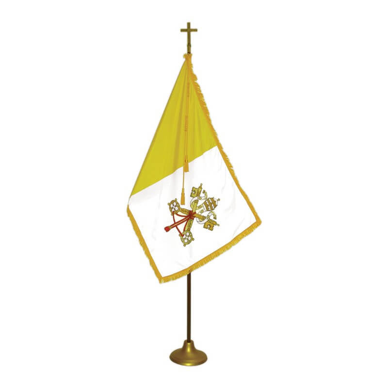 A product picture of a Papal Nylon Deluxe Oak Indoor/Parade Flag And Pole Set. Provided by Action Flag.