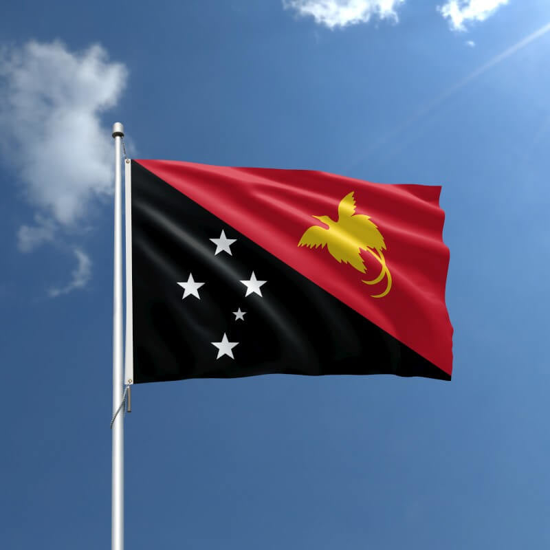 A product picture of a Papua New Guinea Nylon Outdoor Flag Provided by Action Flag.
