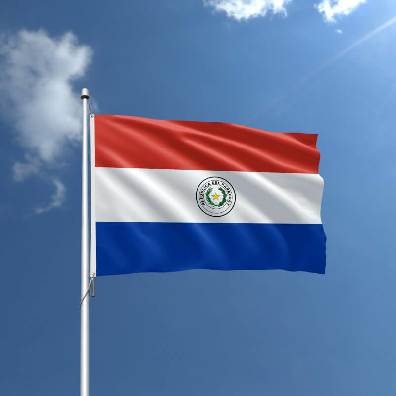 A product picture of a Paraguay Nylon Outdoor Flag Provided by Action Flag.