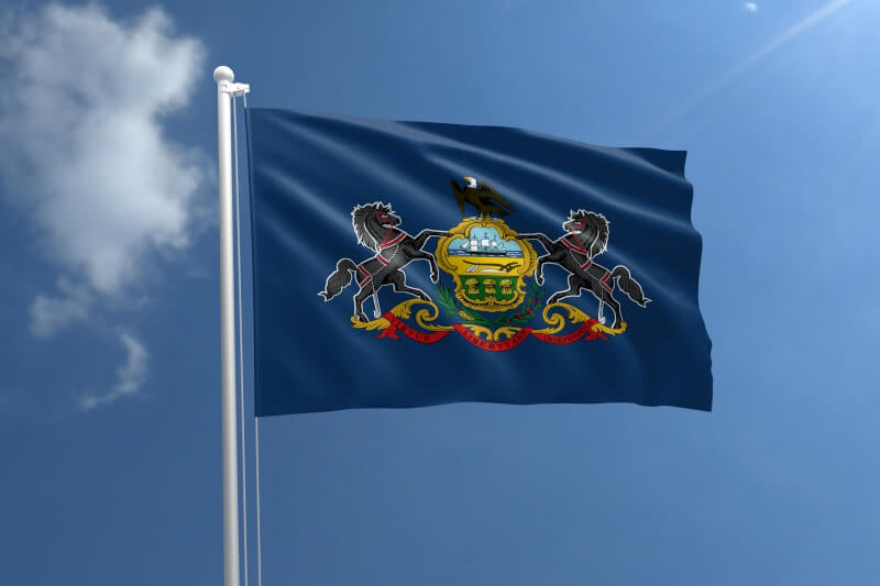 A product picture of a Pennsylvania Nylon Outdoor Flag Provided by Action Flag.
