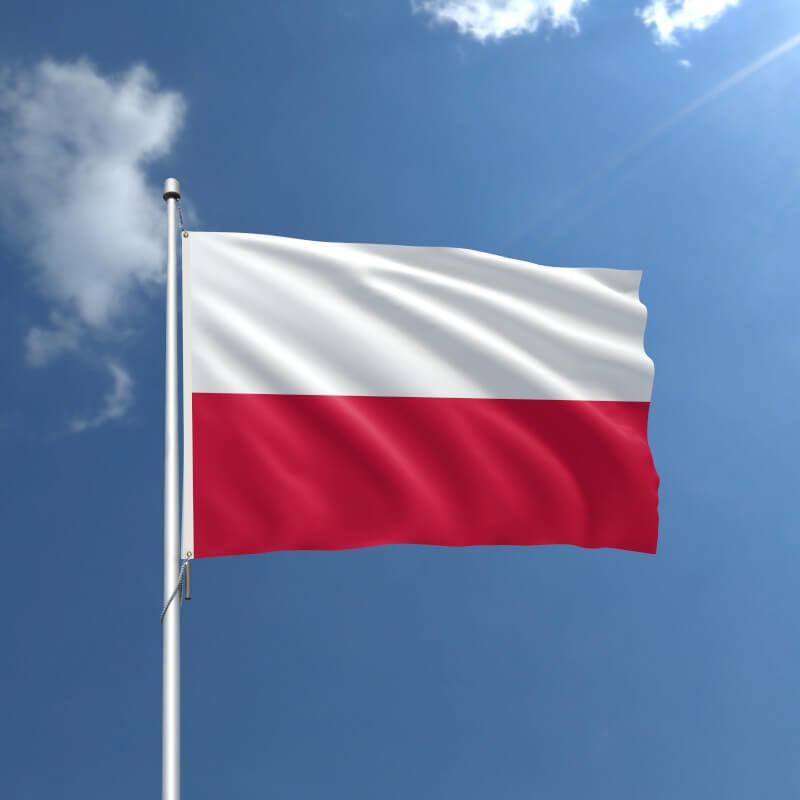 A product picture of a Poland Nylon Outdoor Flag Provided by Action Flag.