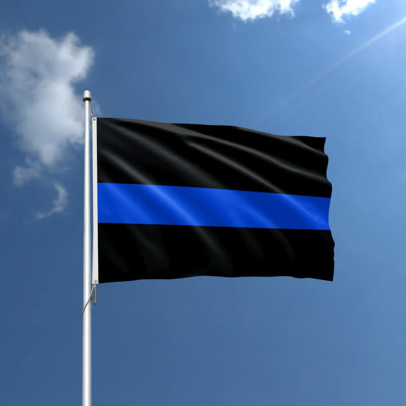 A product picture of a Police Thin Blue Line Nylon Outdoor Flag Provided by Action Flag.