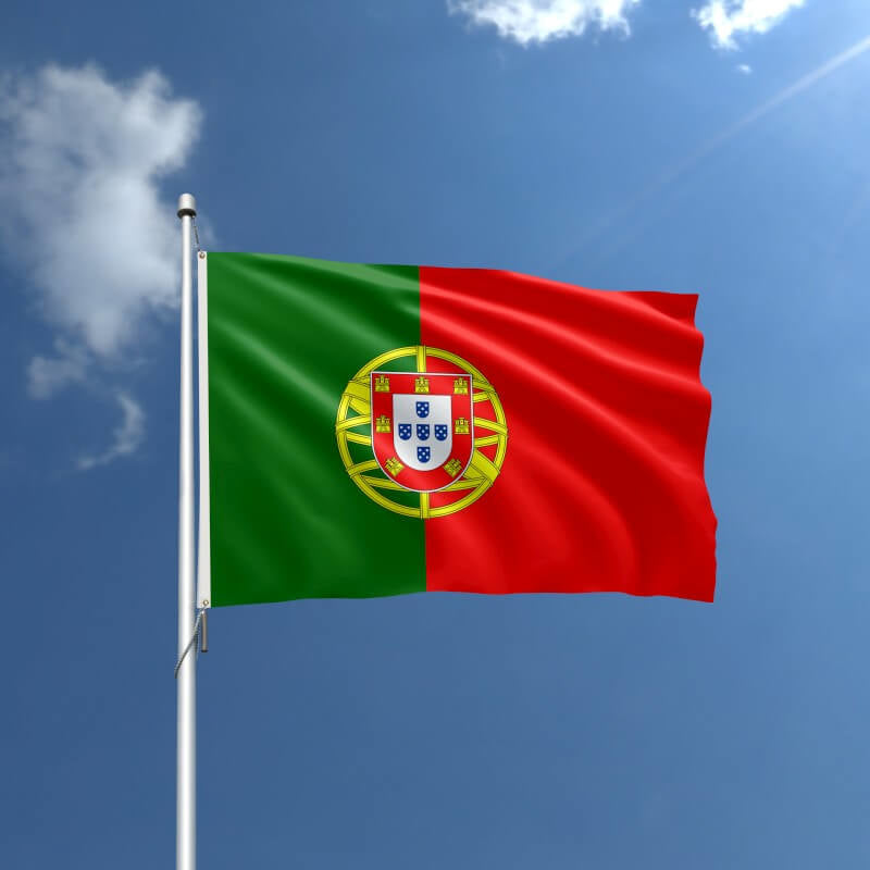 A product picture of a Portugal Nylon Outdoor Flag Provided by Action Flag.