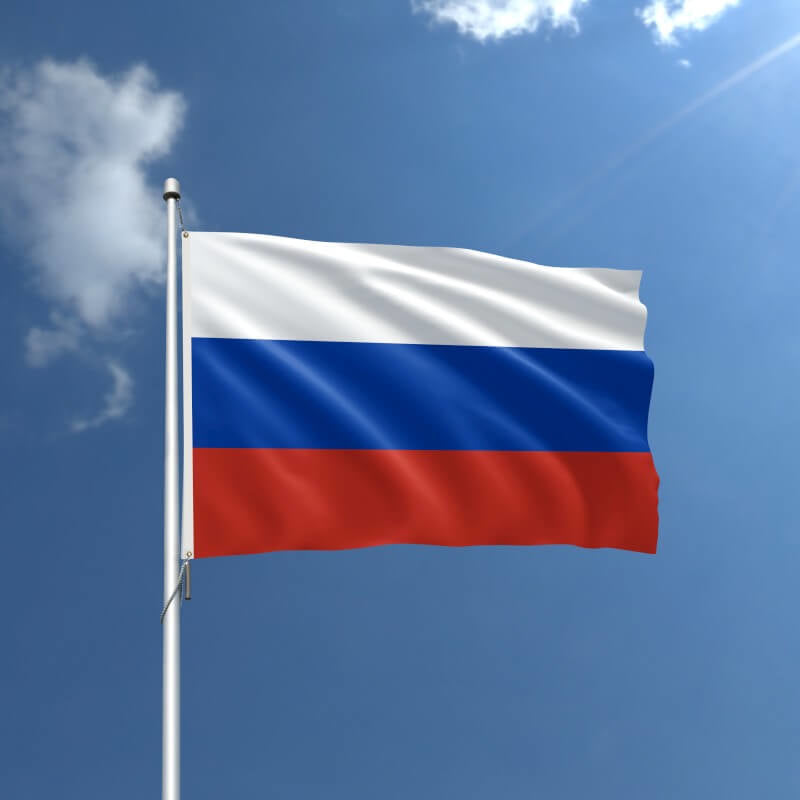 A product picture of a Russia Nylon Outdoor Flag Provided by Action Flag.