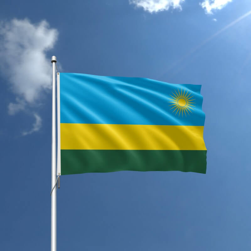 A product picture of a Rwanda Nylon Outdoor Flag Provided by Action Flag.